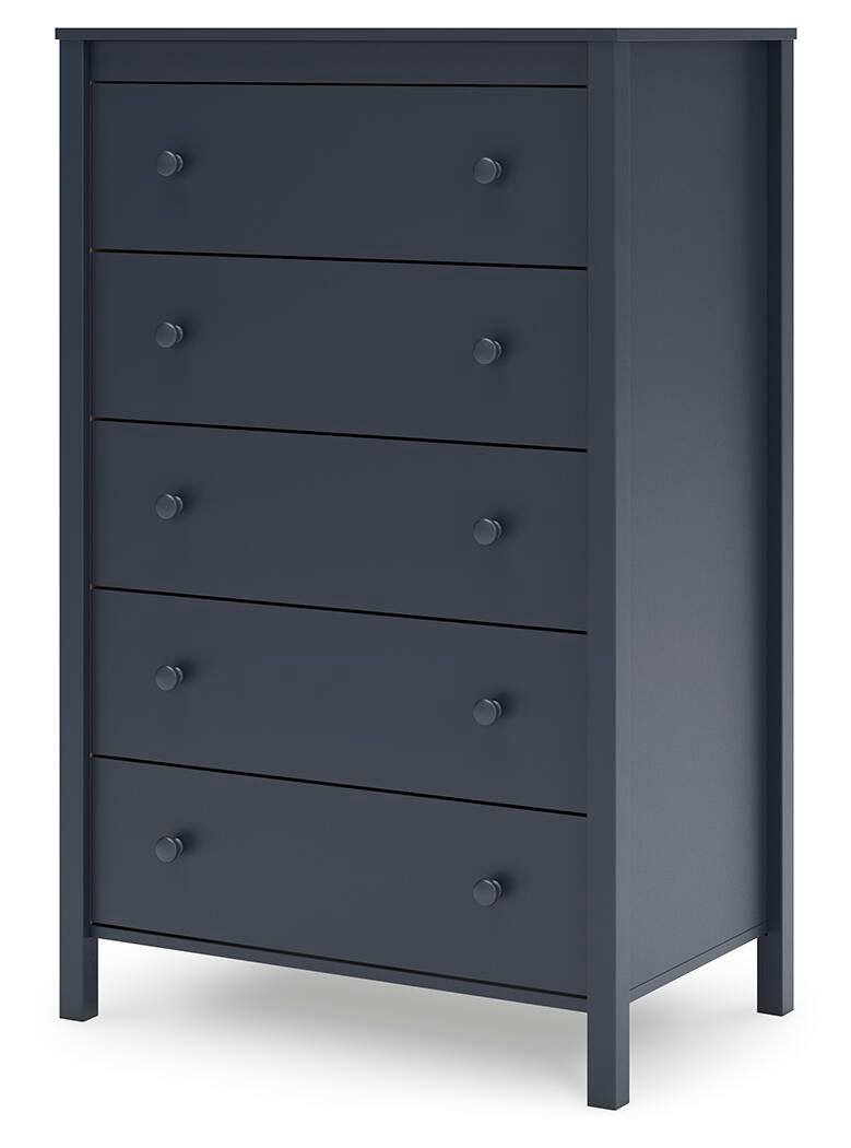 Simmenfort Chest of Drawers in Navy Blue, angle view