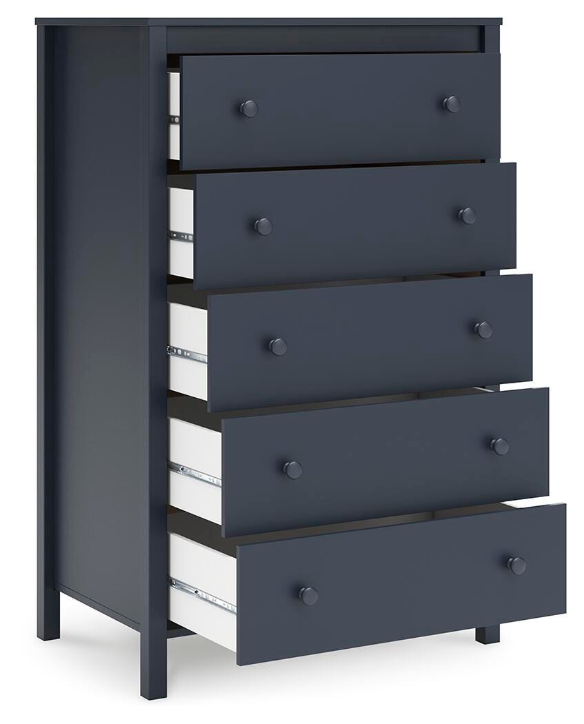Simmenfort Chest of Drawers in Navy Blue, open view