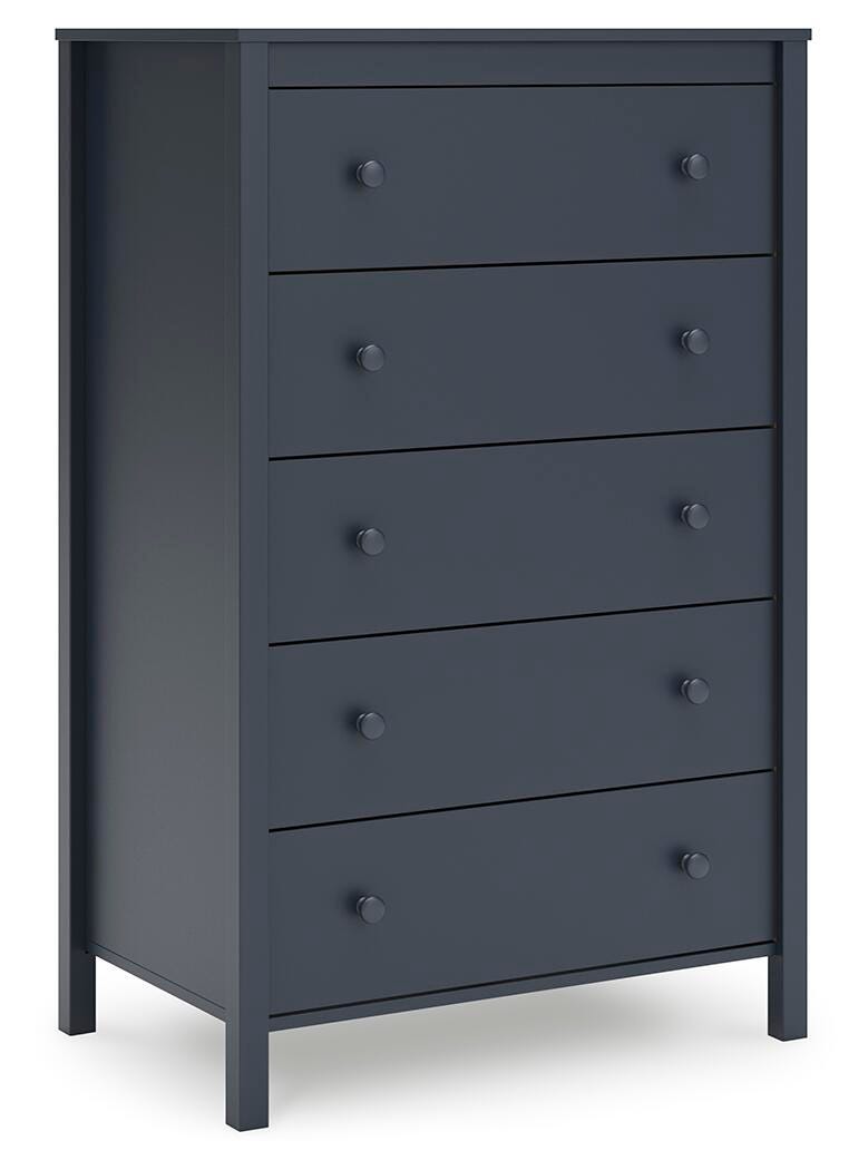 Simmenfort Chest of Drawers in Navy Blue, angle view