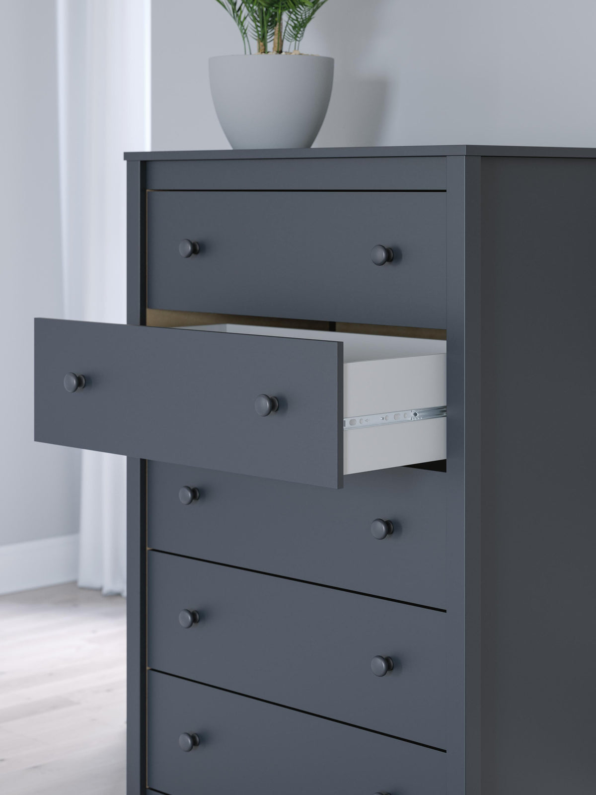 Simmenfort Chest of Drawers in Navy Blue, detail view