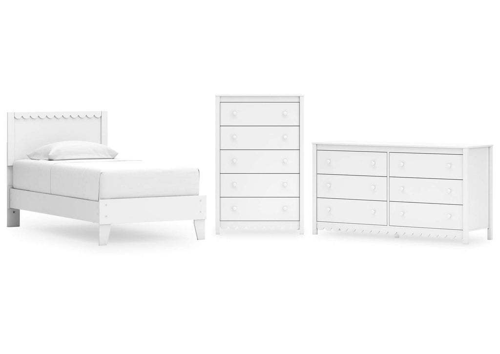 Hallityn Twin Panel Platform Bed, Dresser and Chest