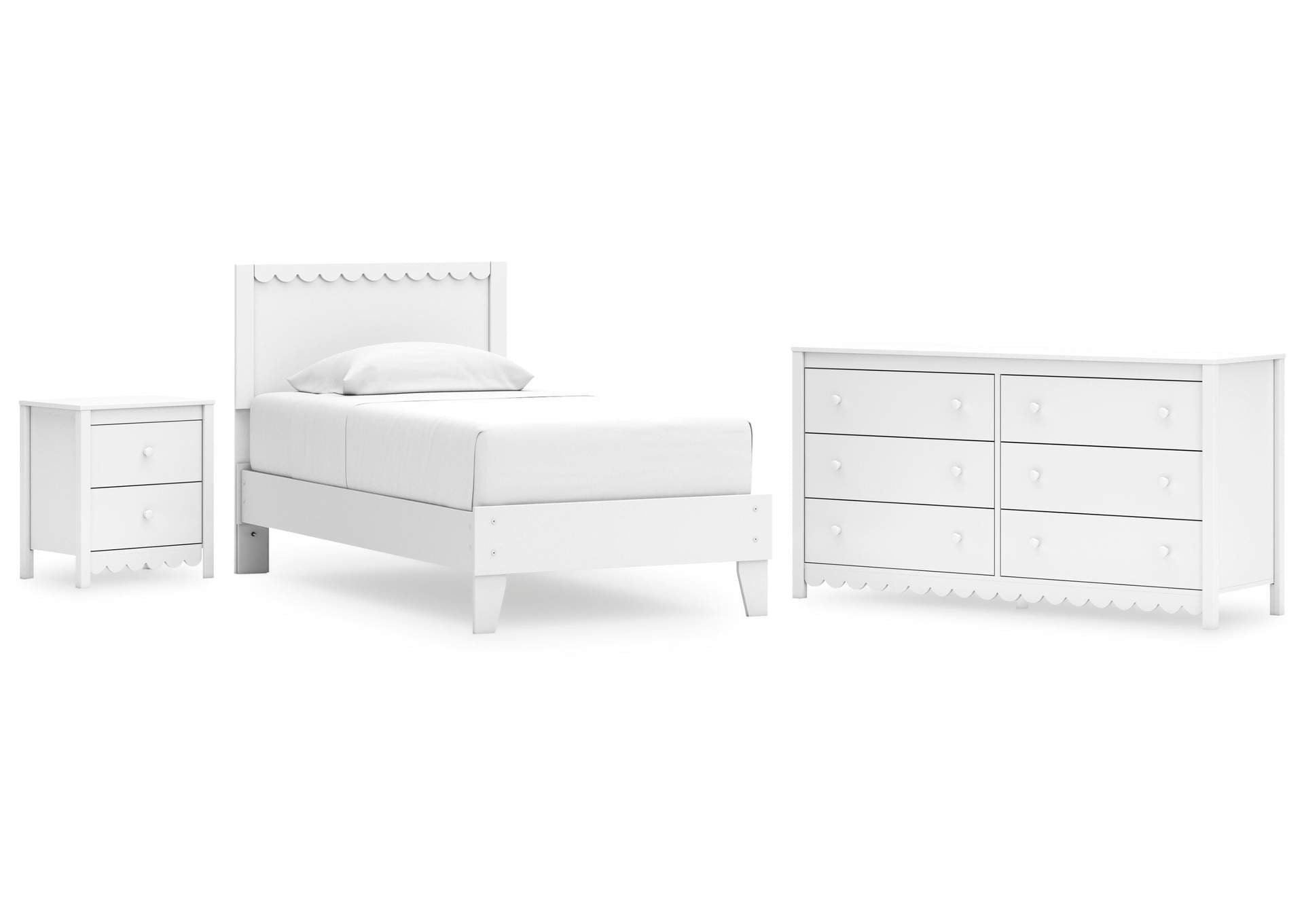Hallityn Twin Panel Platform Bed, Dresser and Nightstand