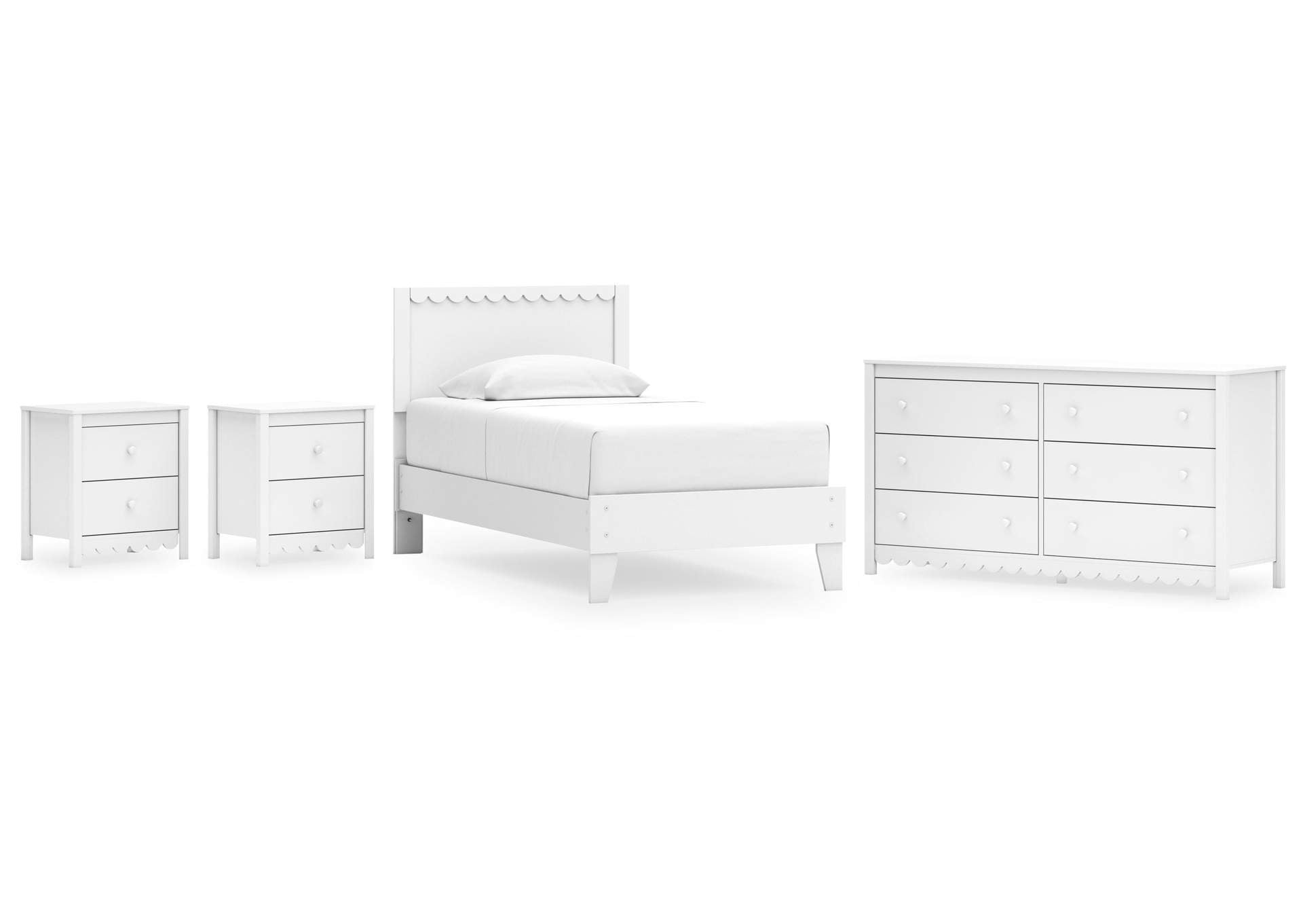 Hallityn Twin Panel Platform Bed, Dresser and 2 Nightstands
