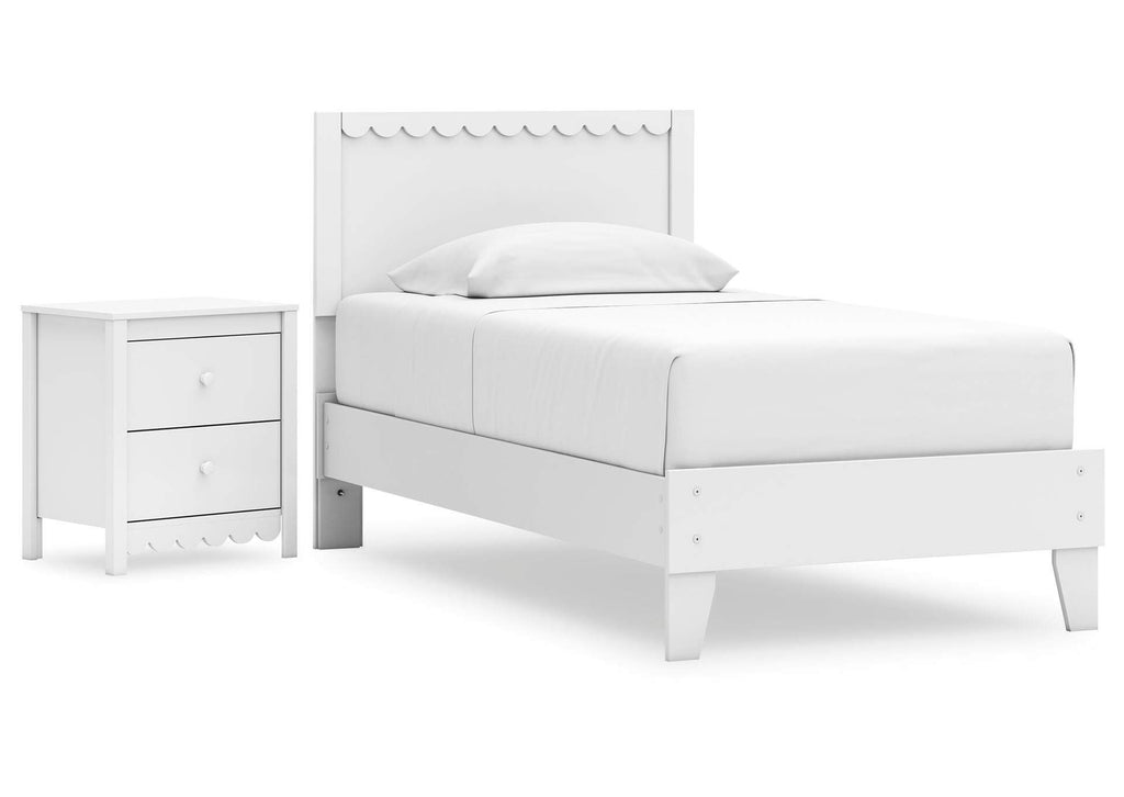 Hallityn Twin Panel Platform Bed and Nightstand