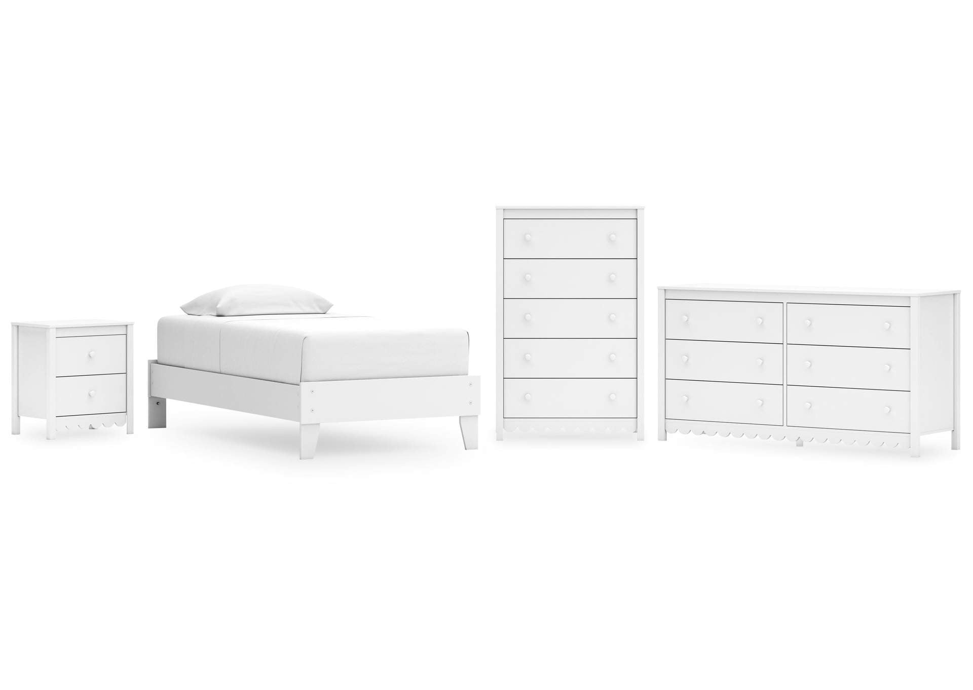 Hallityn Twin Platform Bed, Dresser, Chest and Nightstand
