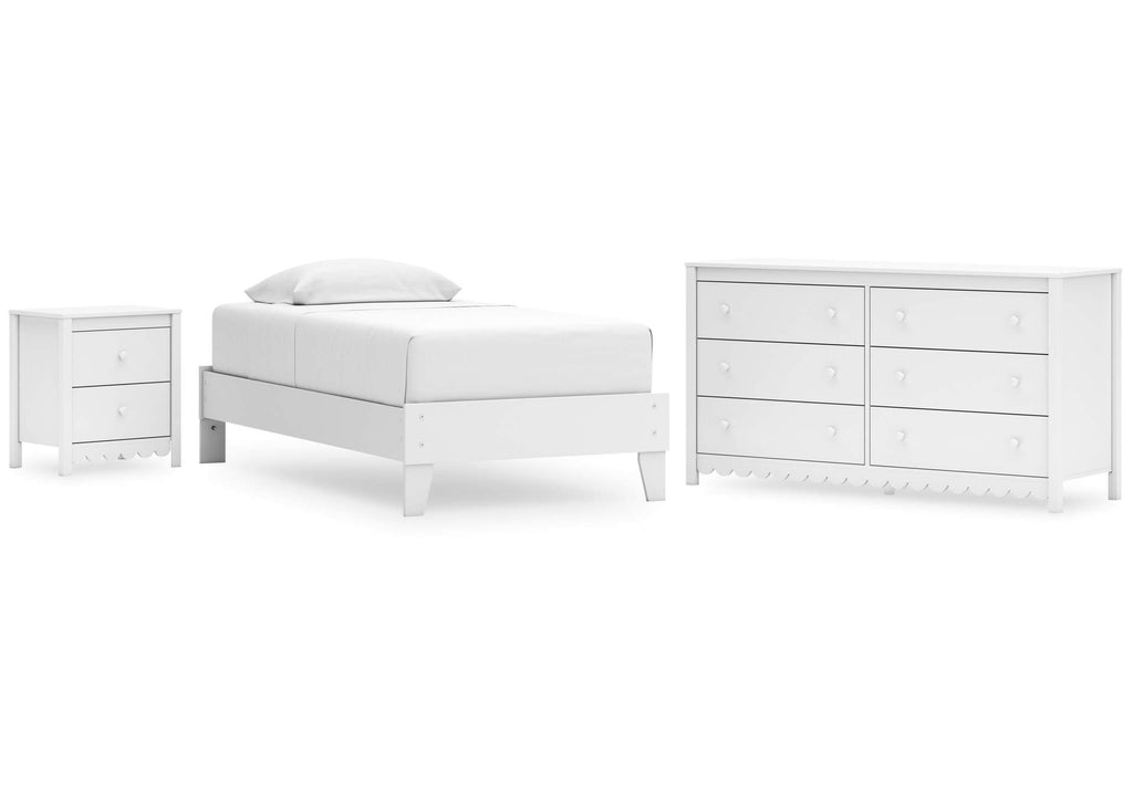 Hallityn Twin Platform Bed, Dresser and Nightstand