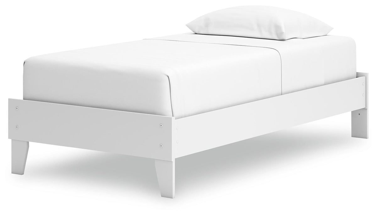 Hallityn Twin Platform Bed in White, angle view