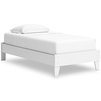 Hallityn Twin Platform Bed in White, angle view
