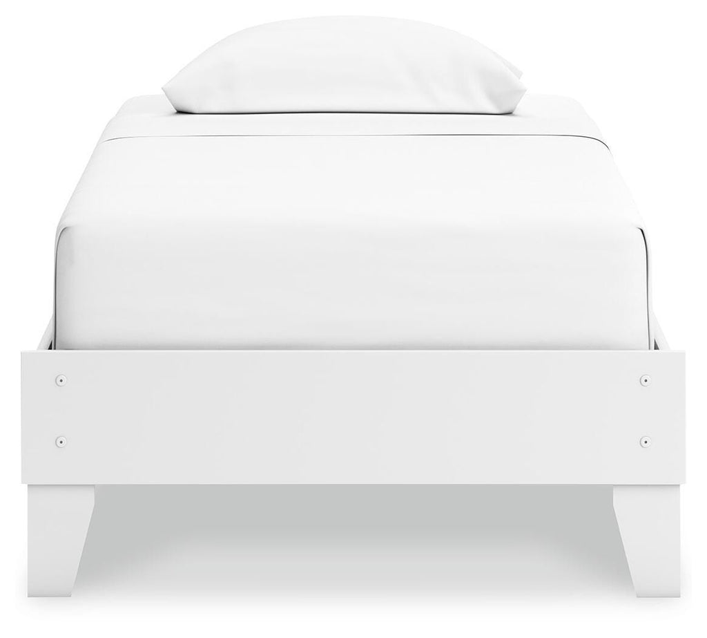 Hallityn Twin Platform Bed in White, front view