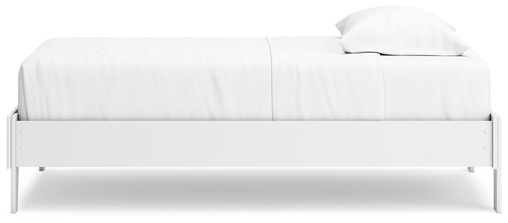 Hallityn Twin Platform Bed in White, alternate side view