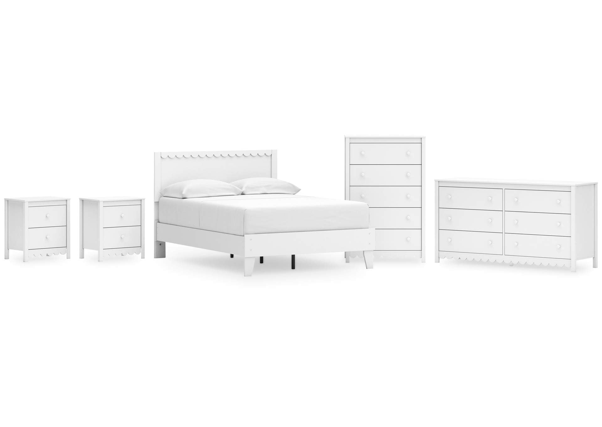 Hallityn Full Panel Platform Bed, Dresser, Chest and 2 Nightstands