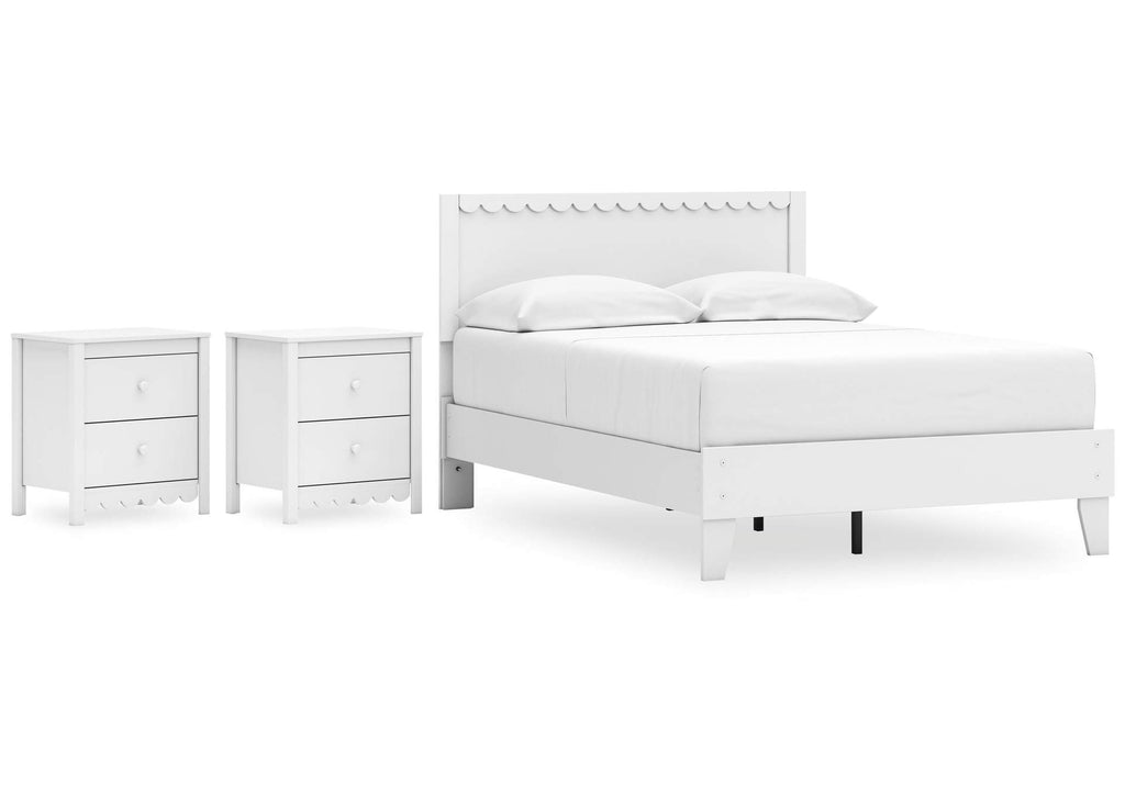 Hallityn Full Panel Platform Bed and 2 Nightstands