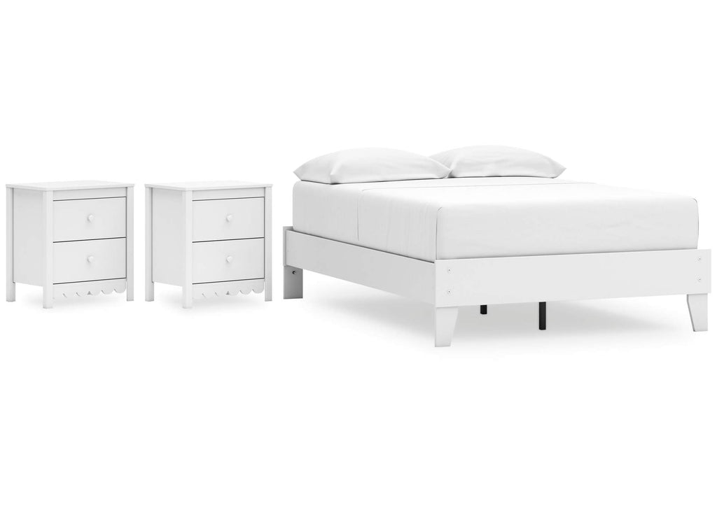 Hallityn Full Platform Bed and 2 Nightstands