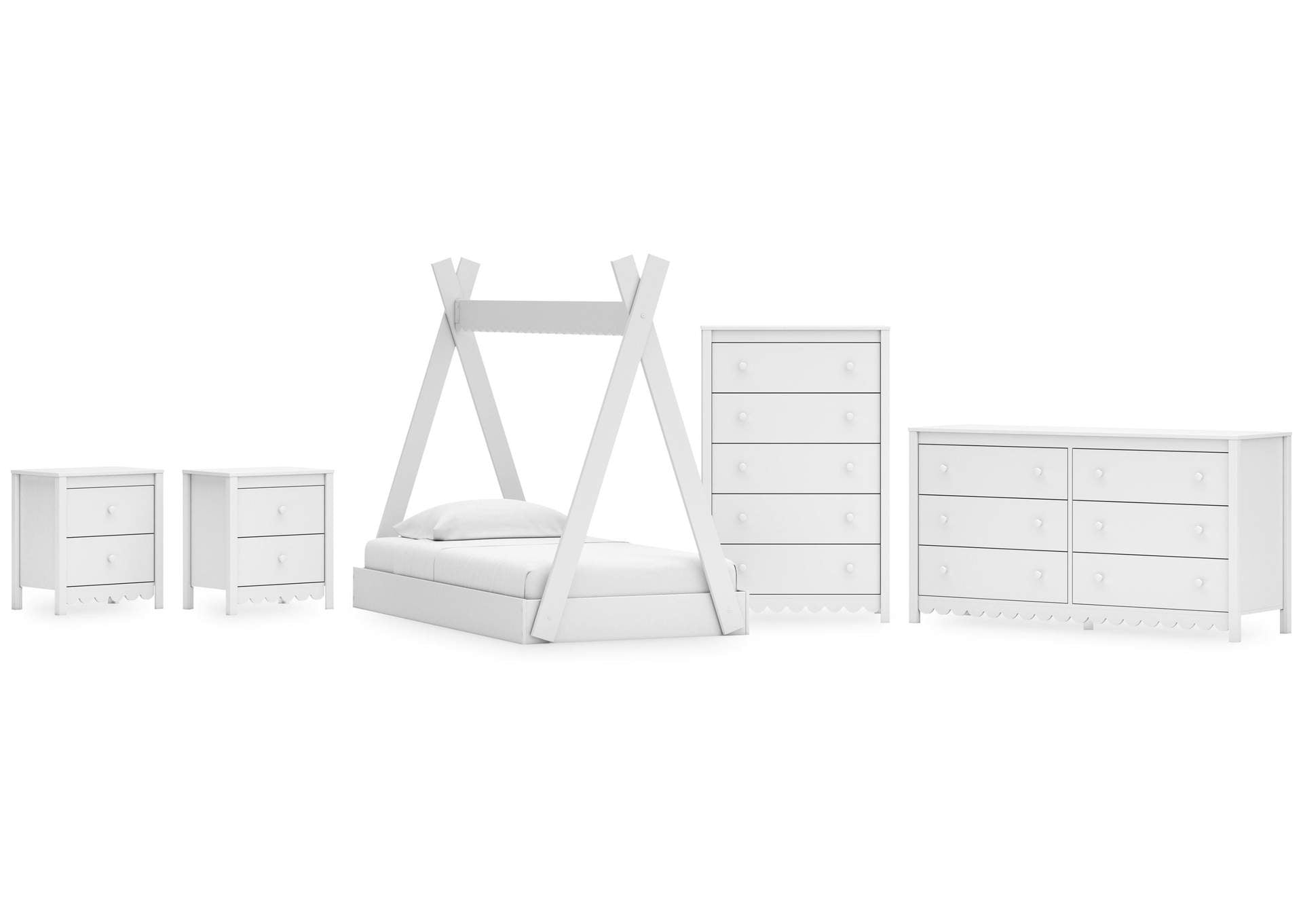 Hallityn Twin Tent Bed, Dresser, Chest and 2 Nightstands