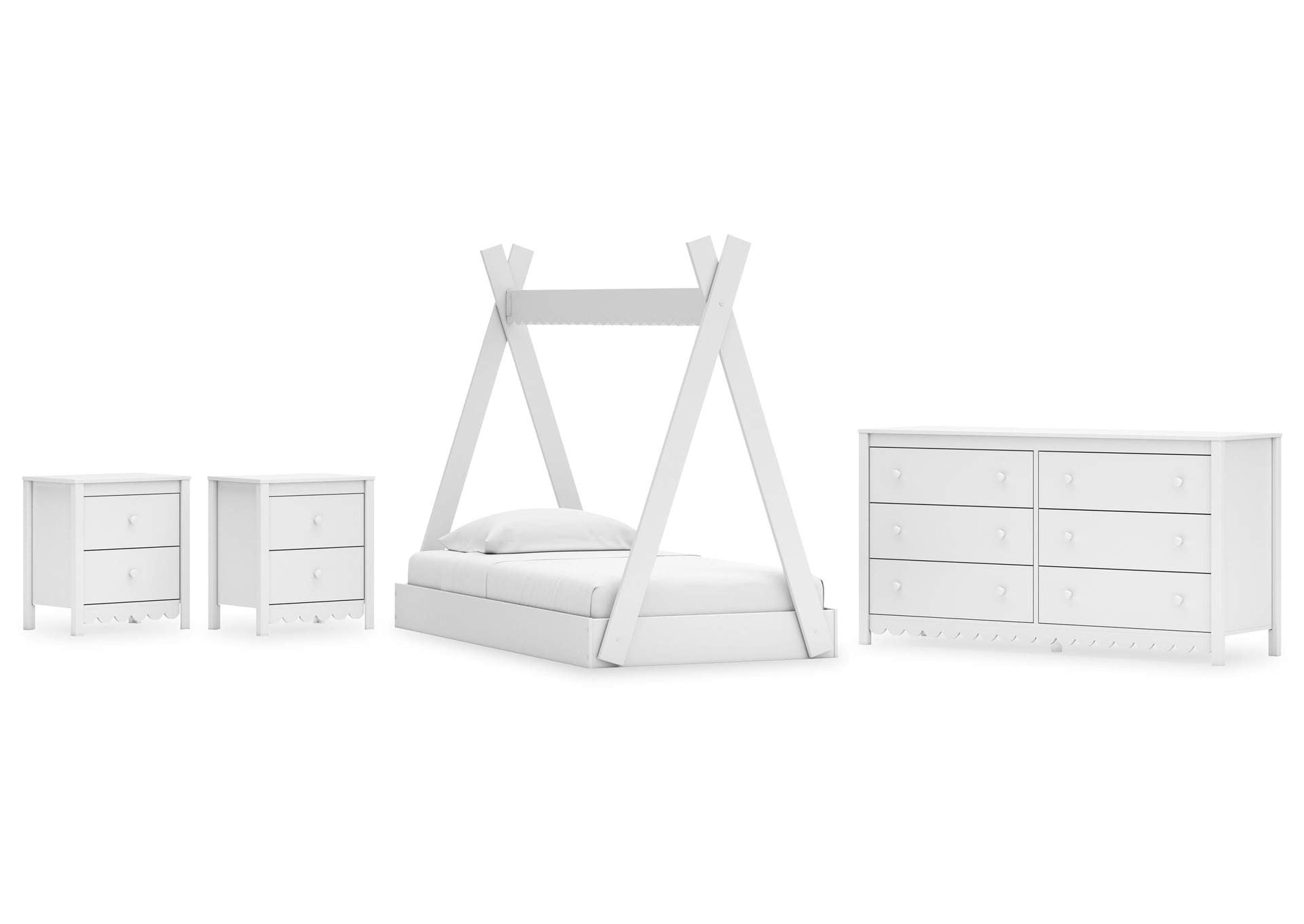 Hallityn Twin Tent Bed, Dresser and 2 Nightstands