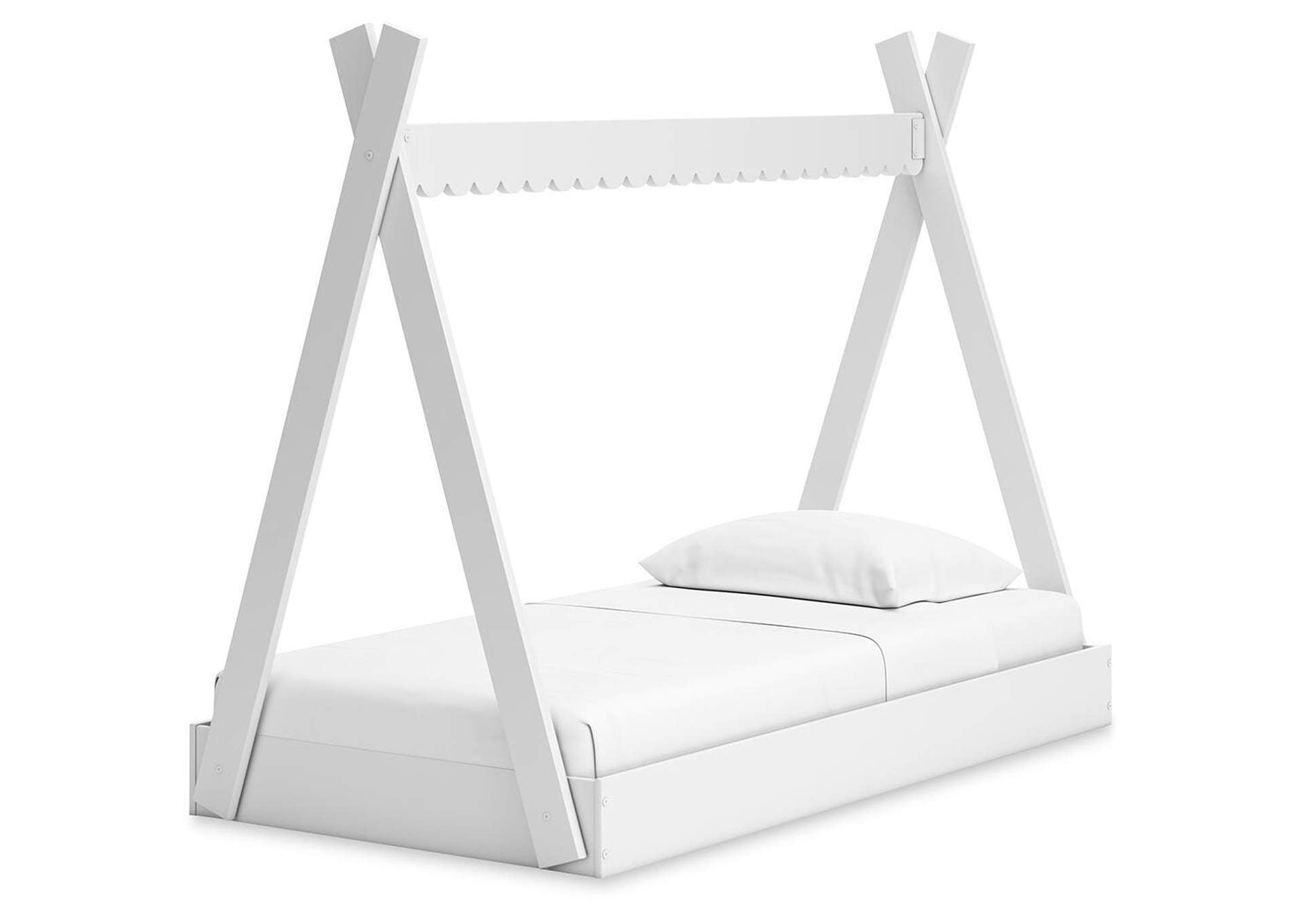 Hallityn Twin Tent Bed and Nightstand angled view