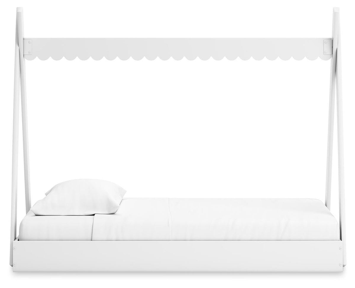 Hallityn Twin Tent Bed in White, side view