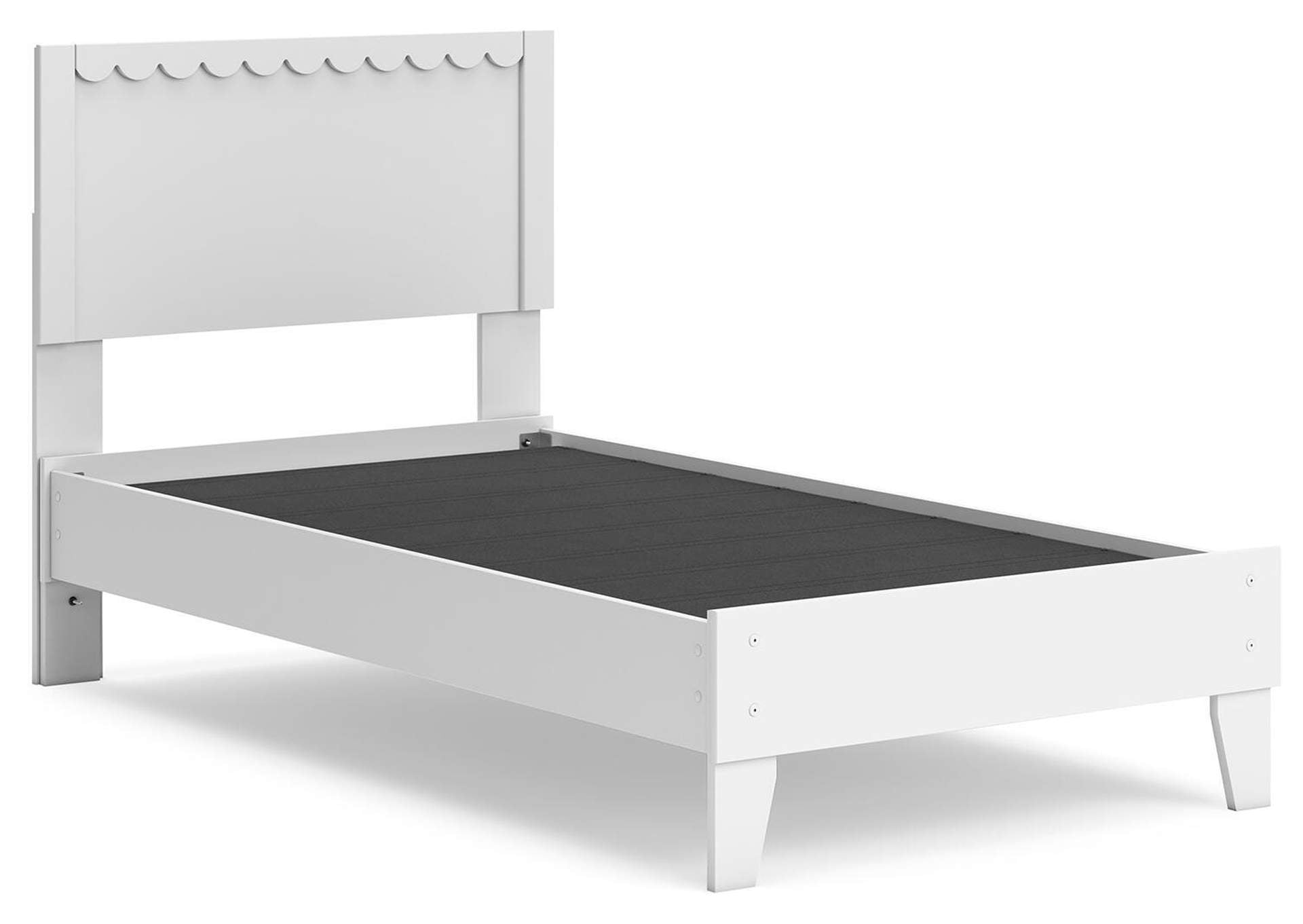 Hallityn Twin Panel Platform Bed, Dresser, Chest and 2 Nightstands angled view