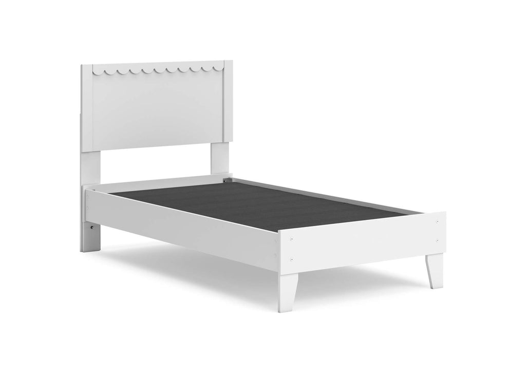 Hallityn Twin Panel Platform Bed, Dresser, Chest and Nightstand angled view