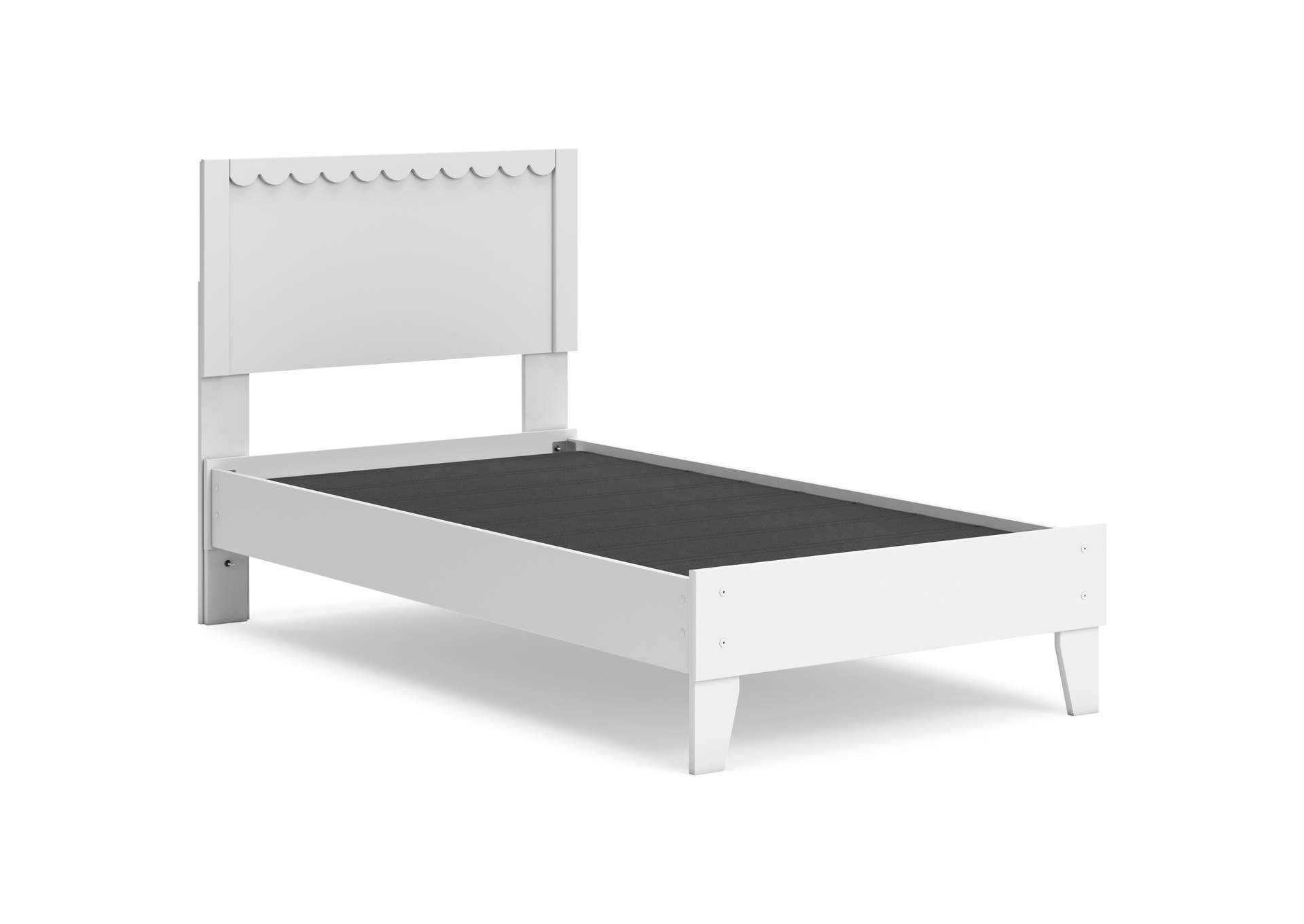 Hallityn Twin Panel Platform Bed, Dresser and Chest angled view