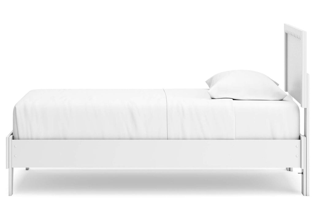 Hallityn Twin Panel Platform Bed and Nightstand side view