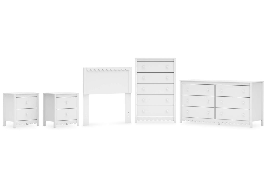 Hallityn Twin Panel Headboard, Dresser, Chest and 2 Nightstands
