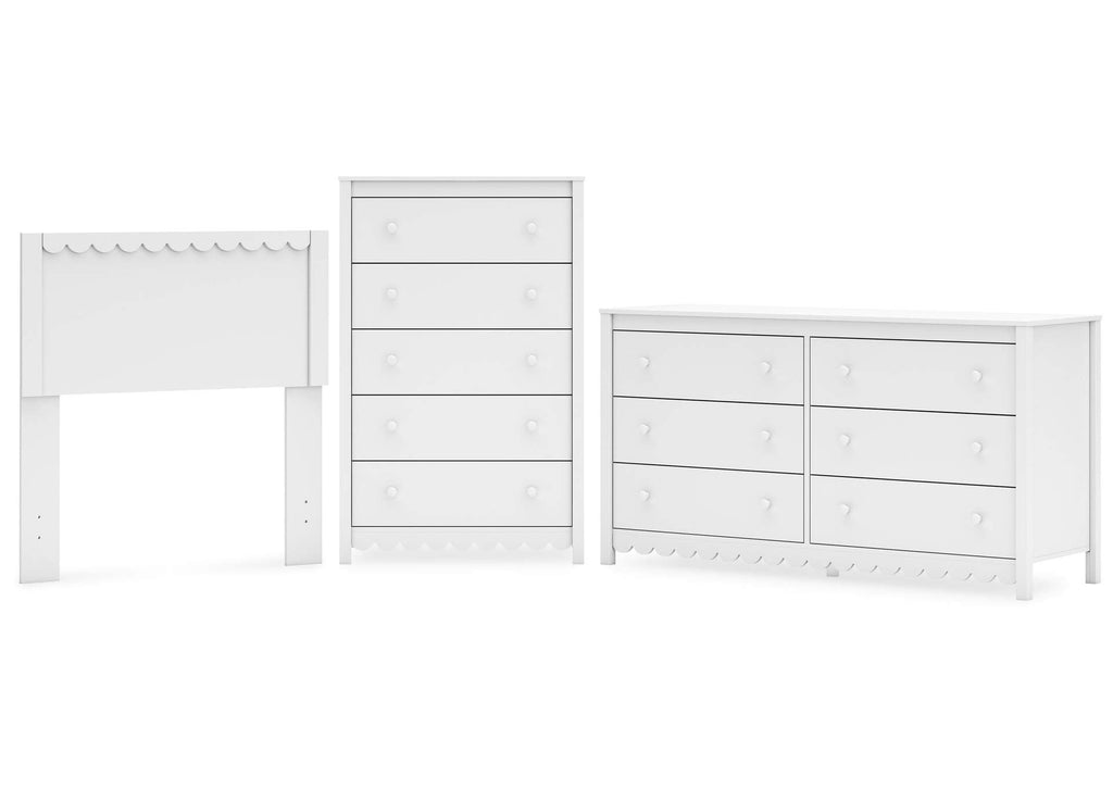 Hallityn Twin Panel Headboard, Dresser and Chest