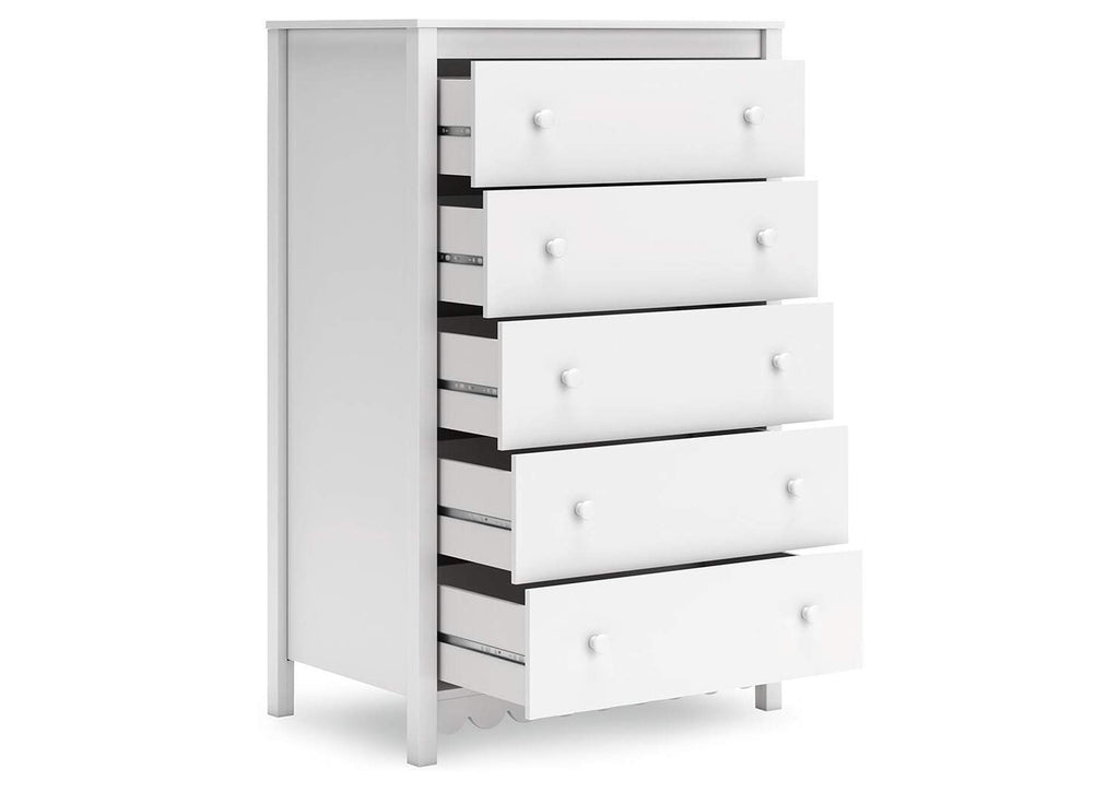 Hallityn Twin Panel Headboard, Dresser, Chest and Nightstand angled view