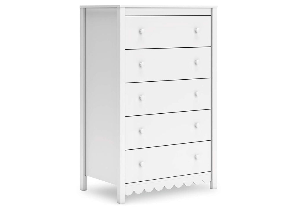 Hallityn Twin Panel Platform Bed, Dresser and Chest angled view
