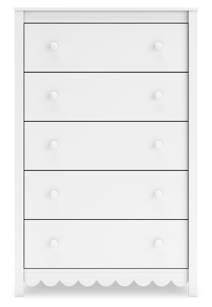 Hallityn Chest of Drawers in White, front view