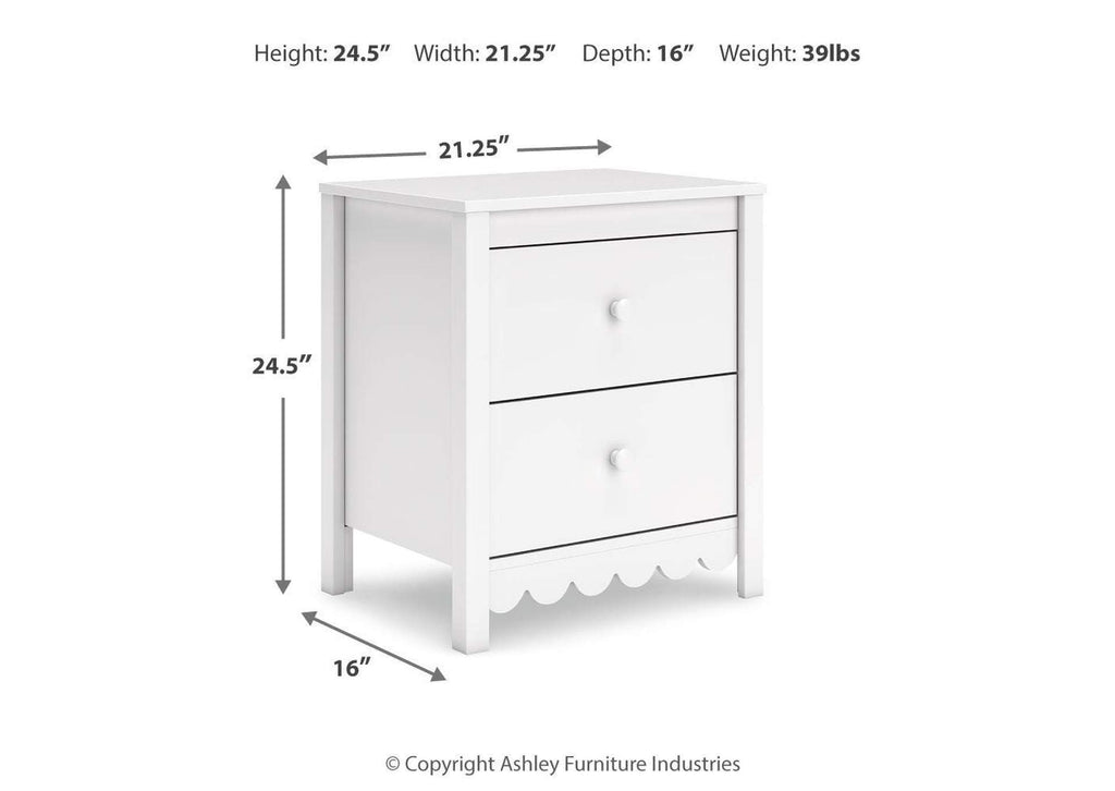 Hallityn Full Panel Headboard and 2 Nightstands dimensions