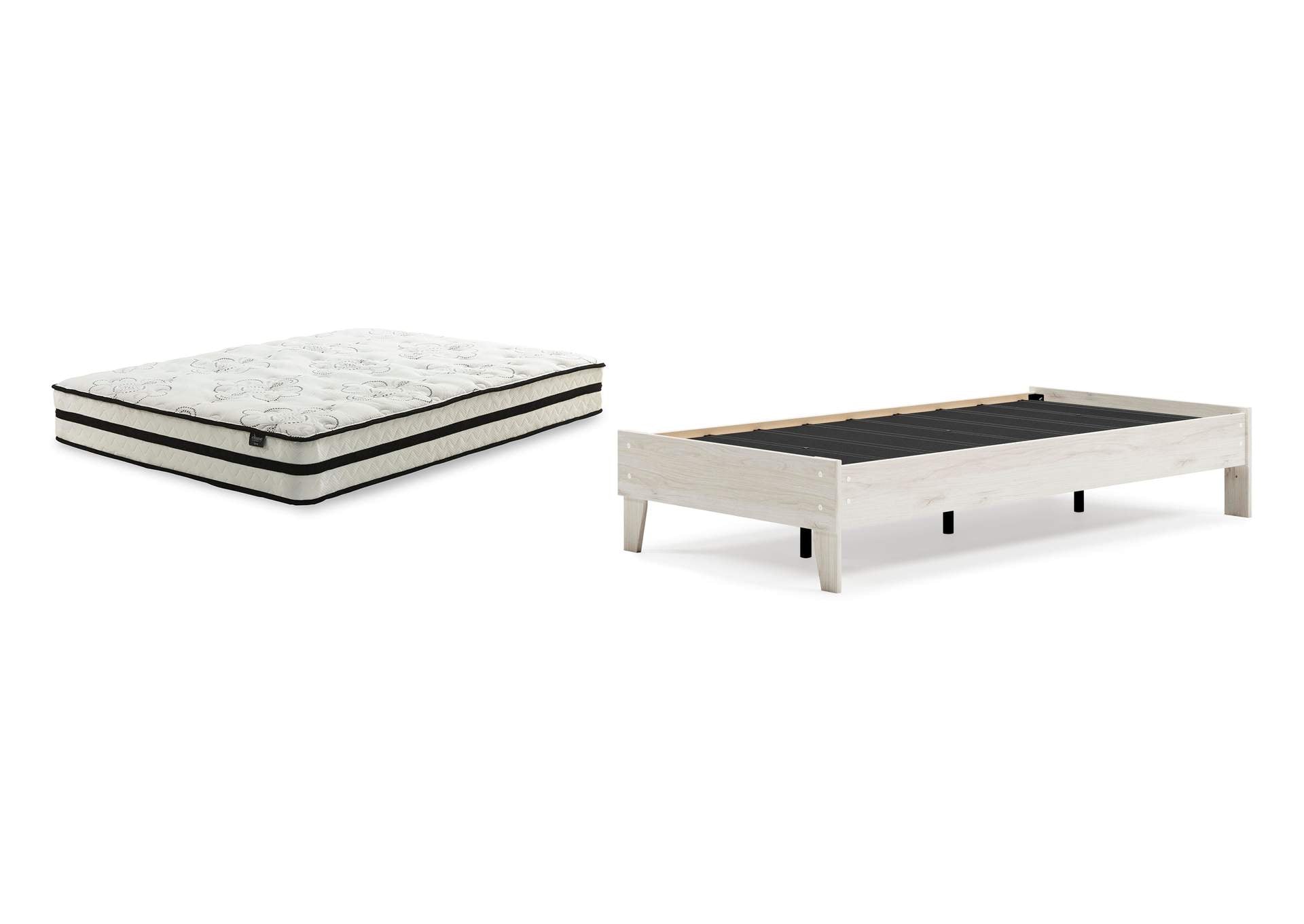 Socalle Twin Platform Bed with Chime 10 Inch Medium Hybrid Mattress