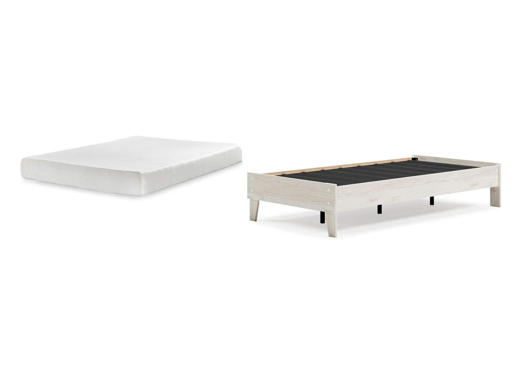 Socalle Twin Platform Bed with Chime 8 Inch Medium Memory Foam Mattress