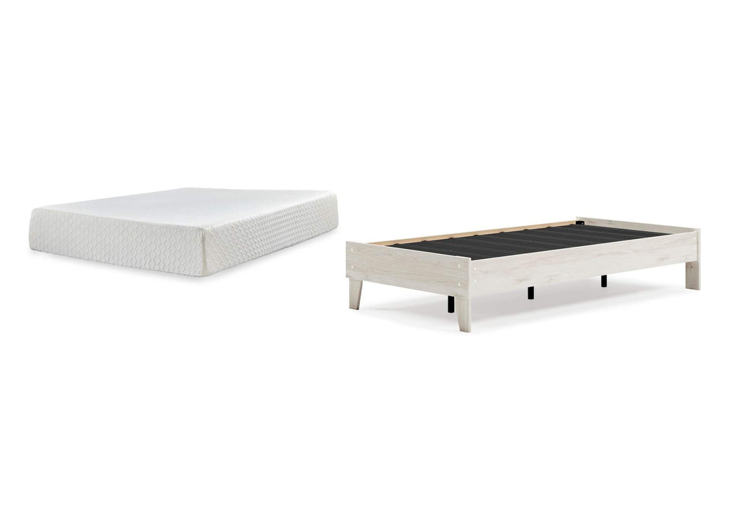 Socalle Twin Platform Bed with Chime 12 Inch Plush Memory Foam Mattress