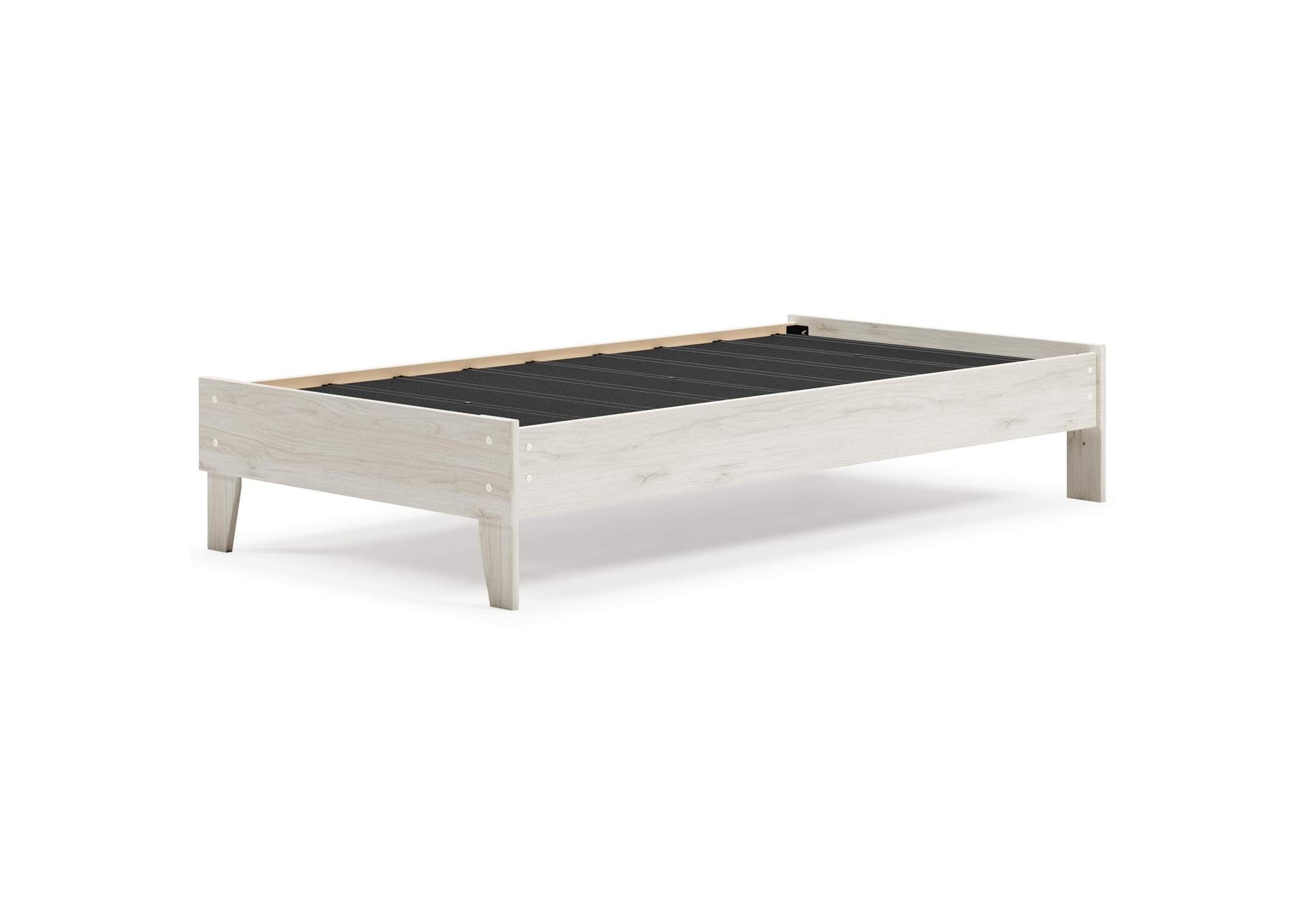 Socalle Twin Platform Bed with Chime 12 Inch Plush Hybrid Twin Mattress angled view