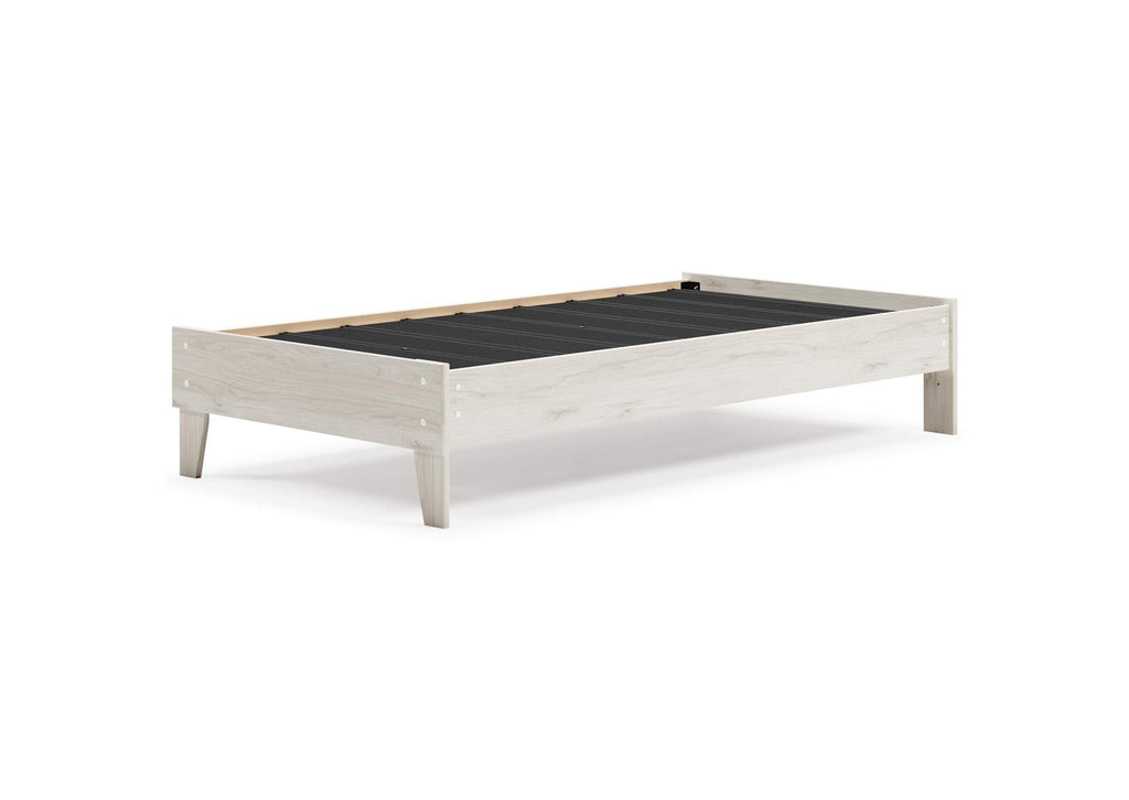 Socalle Twin Platform Bed with Chime 8 Inch Medium Memory Foam Mattress angled view