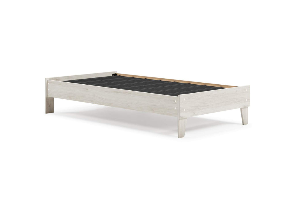Socalle Twin Platform Bed with Chime 10 Inch Medium Hybrid Mattress angled view