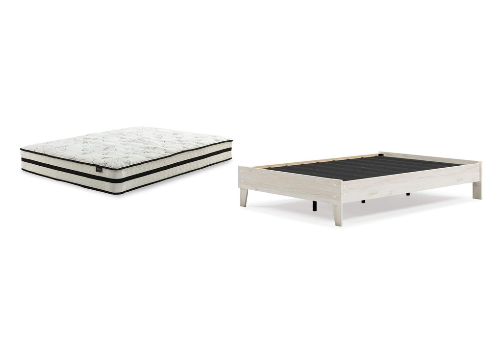 Socalle Full Platform Bed with Chime 10 Inch Medium Hybrid Mattress