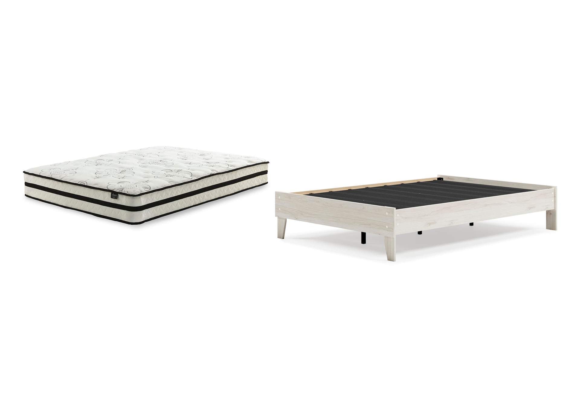 Socalle Full Platform Bed with Chime 10 Inch Medium Hybrid Mattress