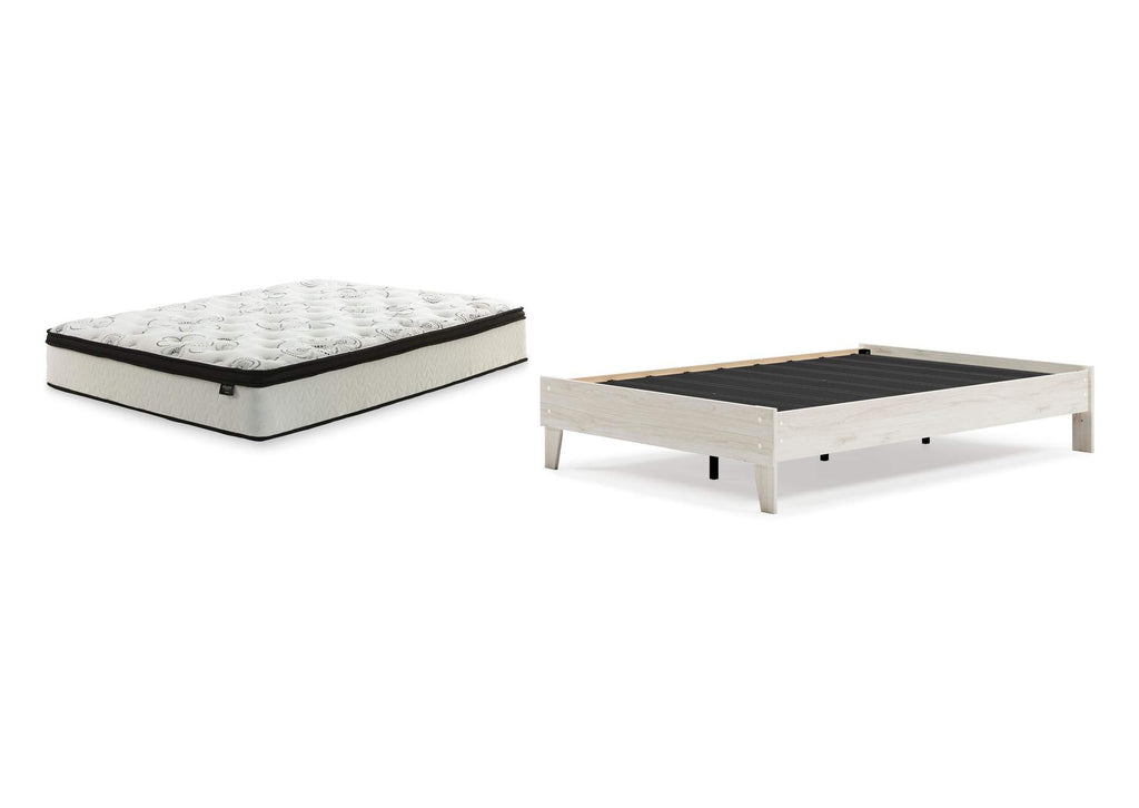 Socalle Full Platform Bed with Chime 12 Inch Plush Hybrid Twin Mattress
