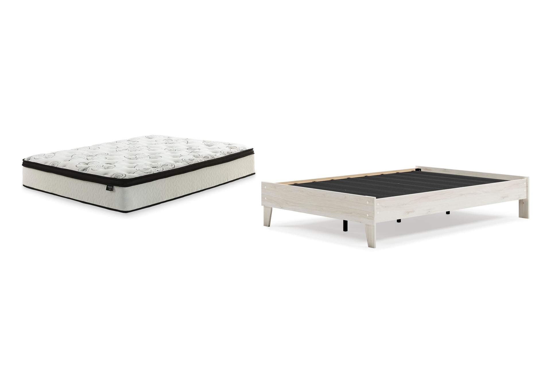 Socalle Full Platform Bed with Chime 12 Inch Plush Hybrid Twin Mattress