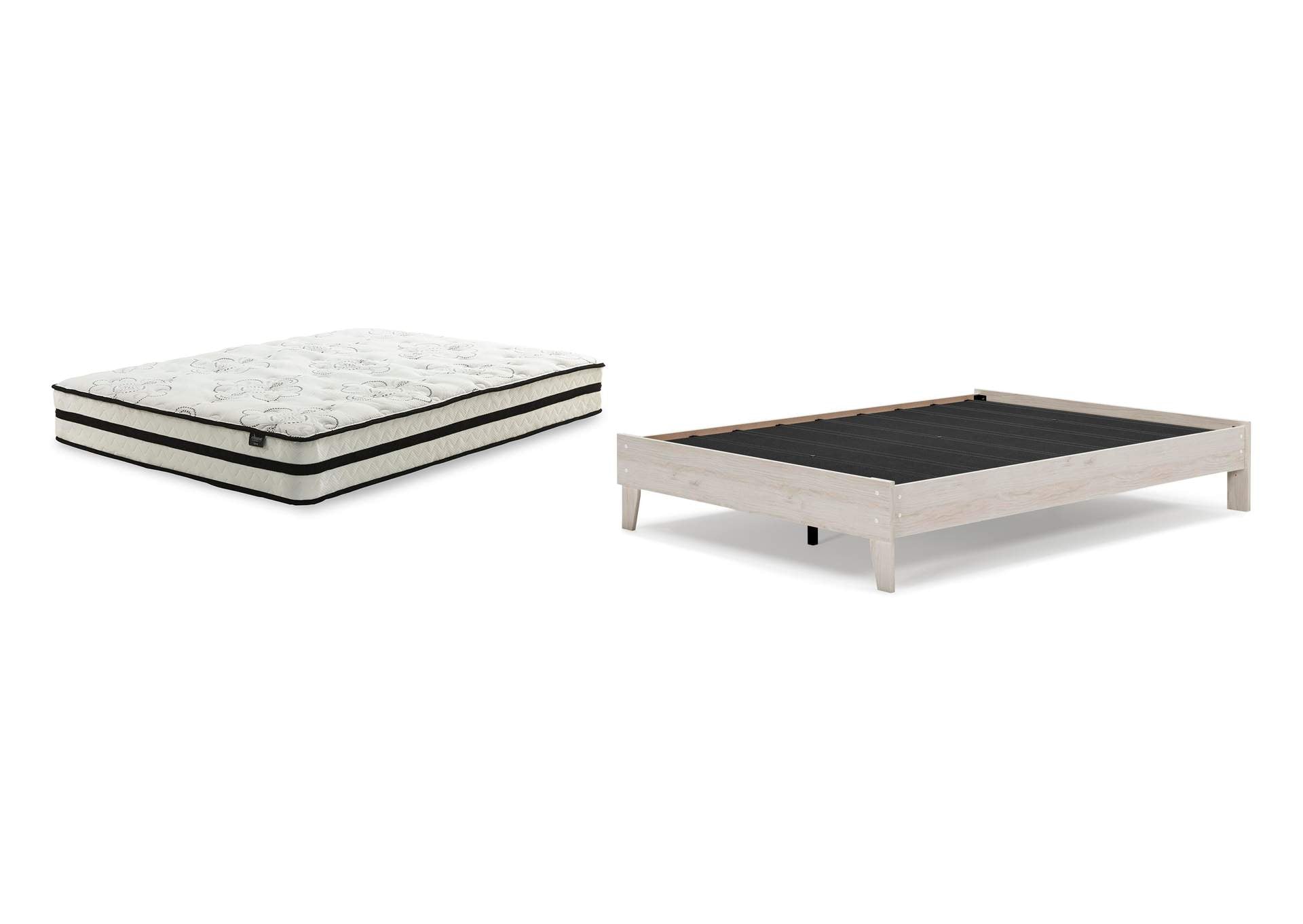Socalle Queen Platform Bed with Chime 10 Inch Medium Hybrid Mattress