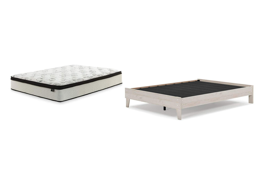 Socalle Queen Platform Bed with Chime 12 Inch Plush Hybrid Twin Mattress