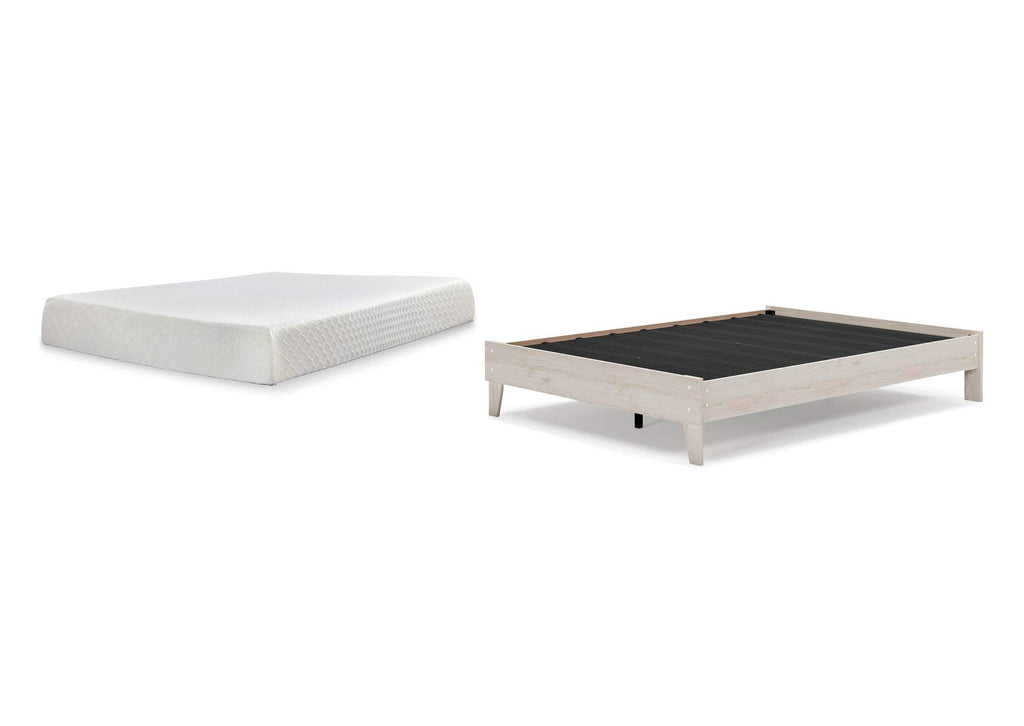 Socalle Queen Platform Bed with Chime 10 Inch Firm Memory Foam Mattress