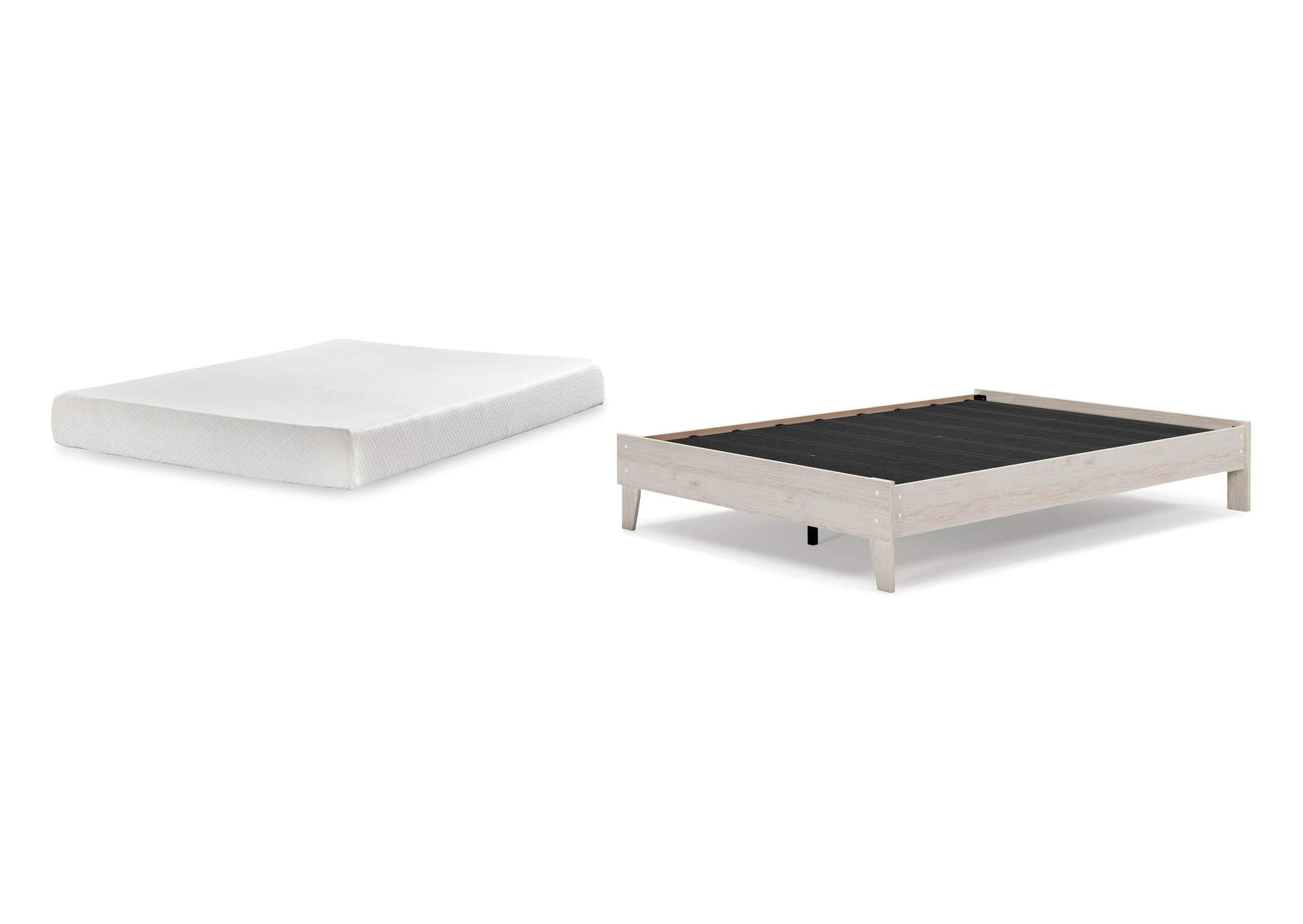 Socalle Queen Platform Bed with Chime 8 Inch Medium Memory Foam Mattress