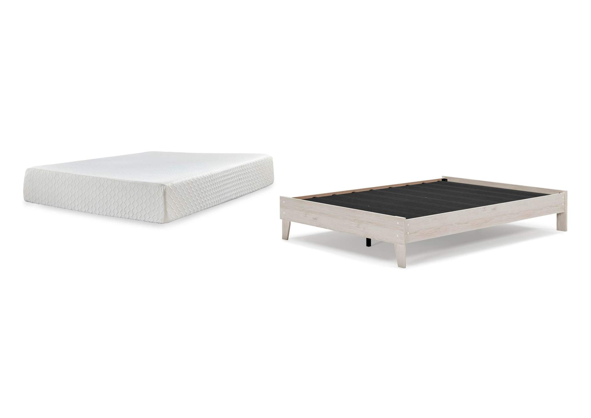Socalle Queen Platform Bed with Chime 12 Inch Plush Memory Foam Mattress