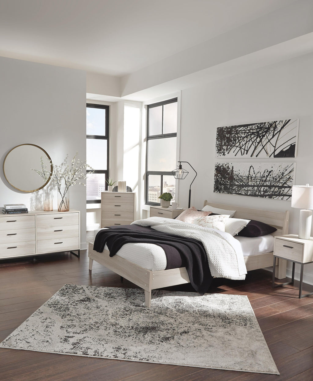 Socalle Queen Panel Platform Bed in Natural, lifestyle view