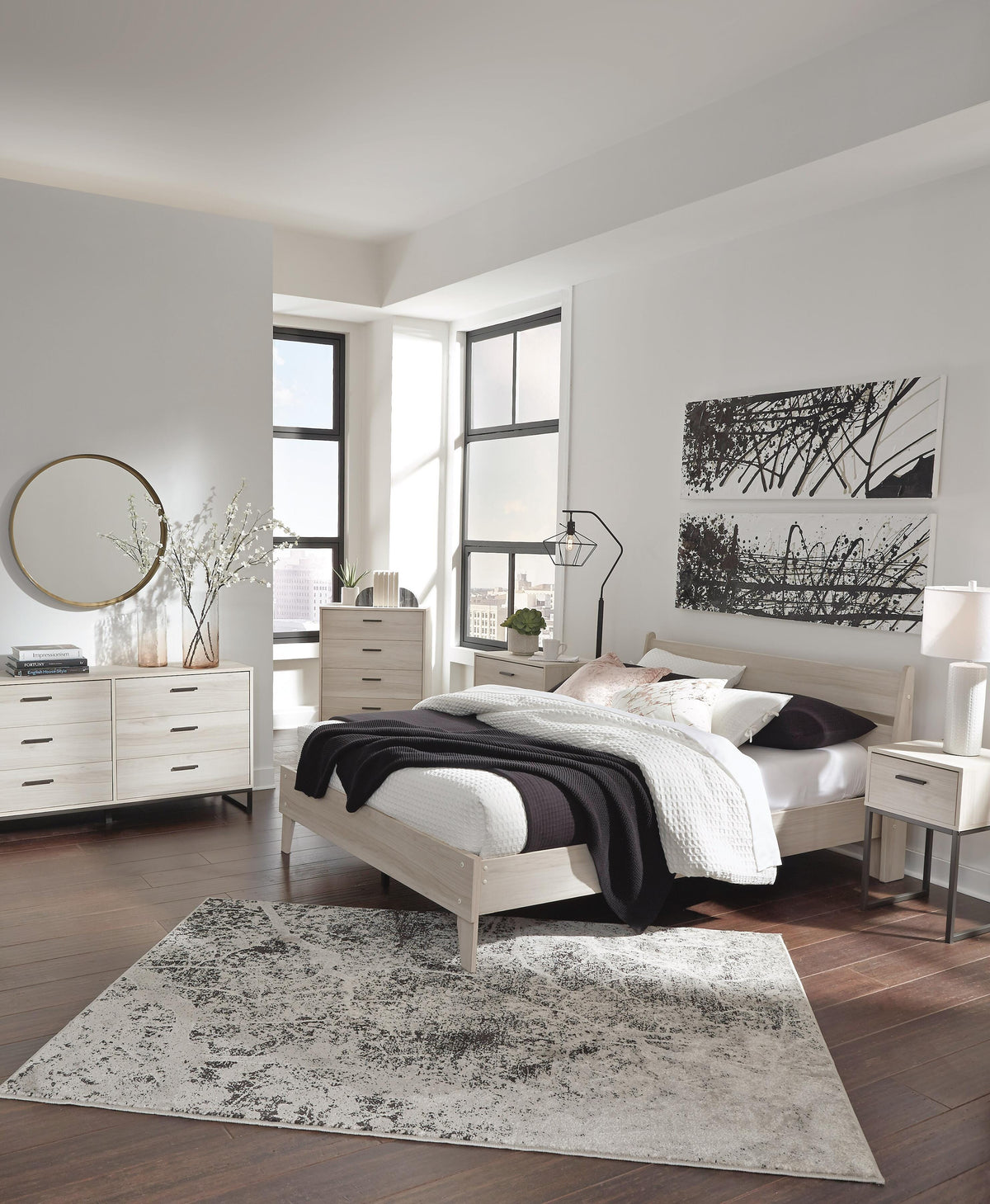 Socalle Queen Panel Platform Bed in Natural, lifestyle view
