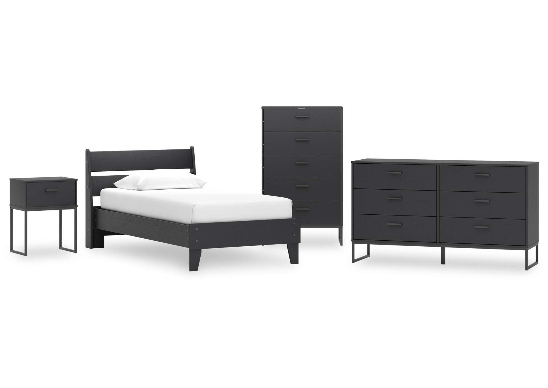 Socalle Twin Panel Platform Bed, Dresser, Chest and Nightstand
