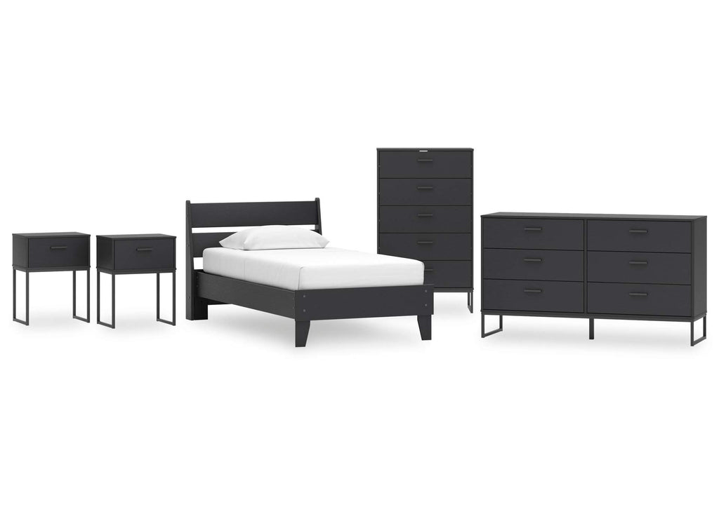 Socalle Twin Panel Platform Bed, Dresser, Chest and 2 Nightstands